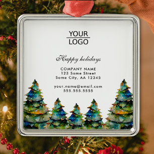 Add Logo Custom Text Christmas Pine Tree Promotion Metal Ornament