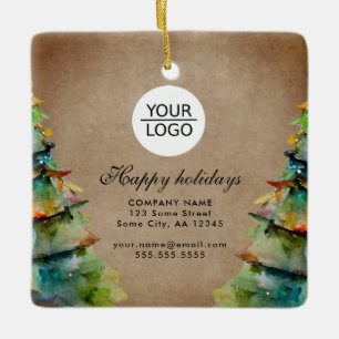 Add Logo Custom Text Christmas Tree Promotion Ceramic Ornament