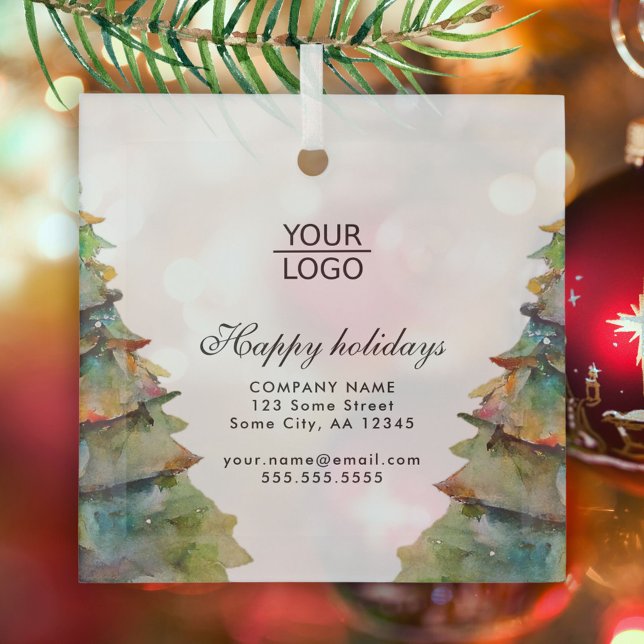 Add Logo Custom Text Christmas Tree Promotion Glass Tree Decoration (Creator Uploaded)