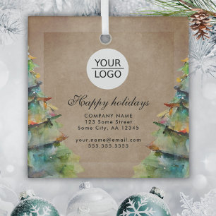 Add Logo Custom Text Christmas Tree Promotion Glass Tree Decoration