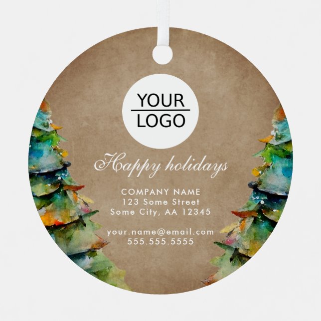 Add Logo Custom Text Christmas Tree Promotion  Metal Tree Decoration (Front)