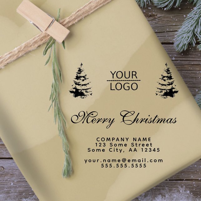 Add Logo Custom Text Christmas Tree Promotion  Rubber Stamp (Creator Uploaded)