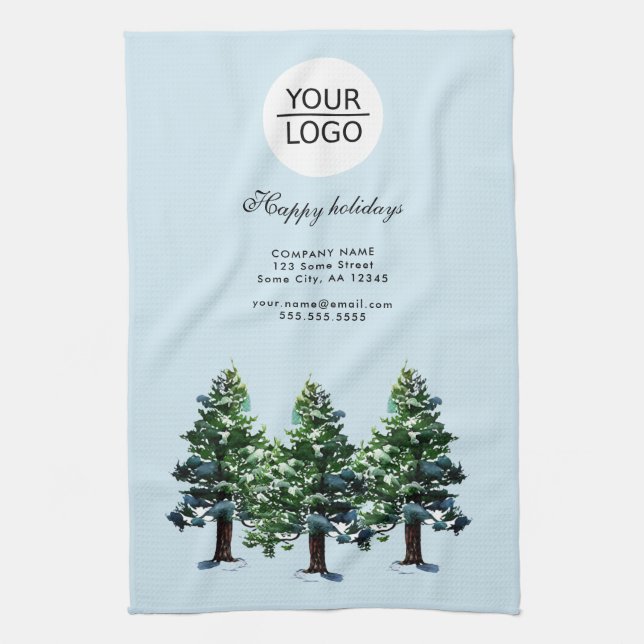 Add Logo Custom Text Pine Tree Promotion Tea Towel (Vertical)