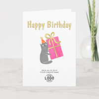 Add Logo Cute Cat Big Pink Gift Business Birthday