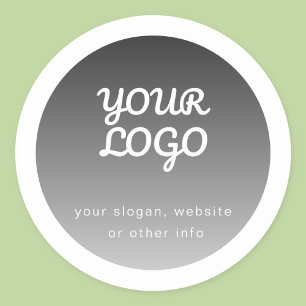 Add Logo   Dark Grey Gradient White Border Classic Round Sticker