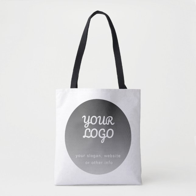 Add Logo | Dark Grey Gradient White Border Tote Bag (Front)