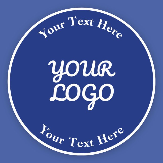 Add Logo Dark Navy Blue & White with Border Classic Round Sticker (Creator Uploaded)