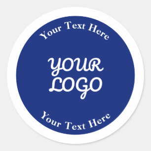 Add Logo Dark Navy Blue & White with Border Classic Round Sticker