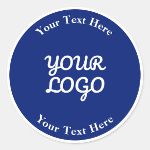 Add Logo Dark Navy Blue & White with Border Classic Round Sticker