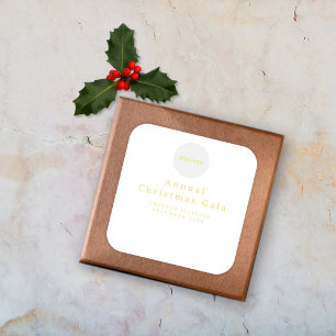 Add Logo Elegant Gold White Custom Text Square Sticker