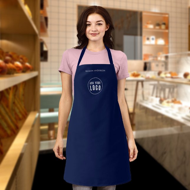 Add Logo Employee Modern Minimalist Custom Colour Apron (Creator Uploaded)