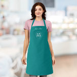 Add Logo Employee Modern Script Custom Colour Apron<br><div class="desc">Personalised Apron that you can add your logo and your employee’s name in trendy modern script against an editable background colour (click “edit” button and change background colour). You can even change the strap colour (accessible on the product page itself) to whatever colour you wish. Personalise it by replacing the...</div>