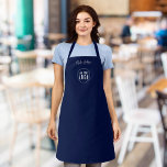 Add Logo Employee Modern Script Custom Colour Apron<br><div class="desc">Personalised Apron that you can add your logo and your employee’s name in trendy modern script against an editable background colour (click “edit” button and change background colour). You can even change the strap colour (accessible on the product page itself) to whatever colour you wish. Personalise it by replacing the...</div>
