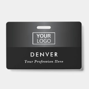 Add logo employee name title black grey gradient ID badge