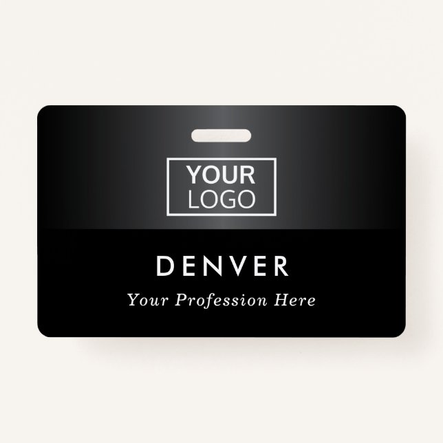 Add logo employee name title black grey gradient ID badge (Front)