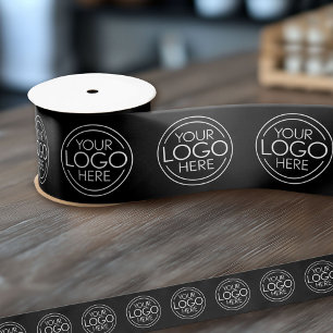 Add Logo for Business Branding Black Satin Ribbon