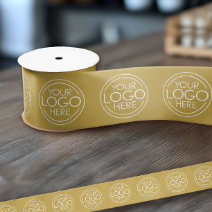 Add Logo for Business Branding Gold Satin Ribbon