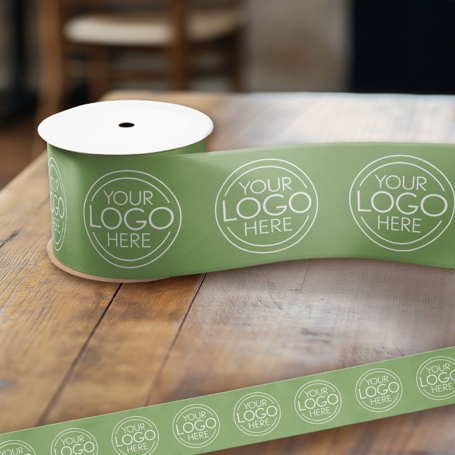 Add Logo for Business Branding Green Satin Ribbon (Custom Ribbon - Add your logo for business branding and choose a size)