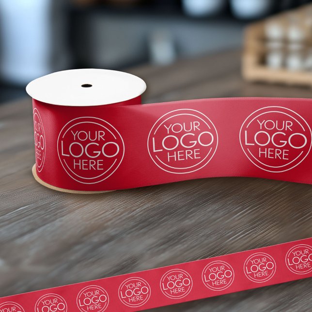 Add Logo for Business Branding Red Satin Ribbon (Custom Ribbon - Add your logo for business branding and choose a size)