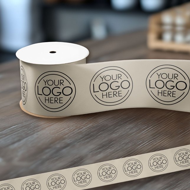 Add Logo for Business Branding Taupe Satin Ribbon (Custom Ribbon - Add your logo for business branding and choose a size)