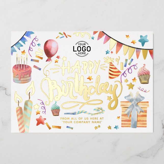 Add Logo Fun Colourful Party Business Birthday (Front)