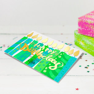 Add Logo Fun Green Blue Candles Corporate Birthday