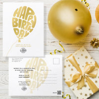 Add Logo Gold Lettering Balloon Business Birthday