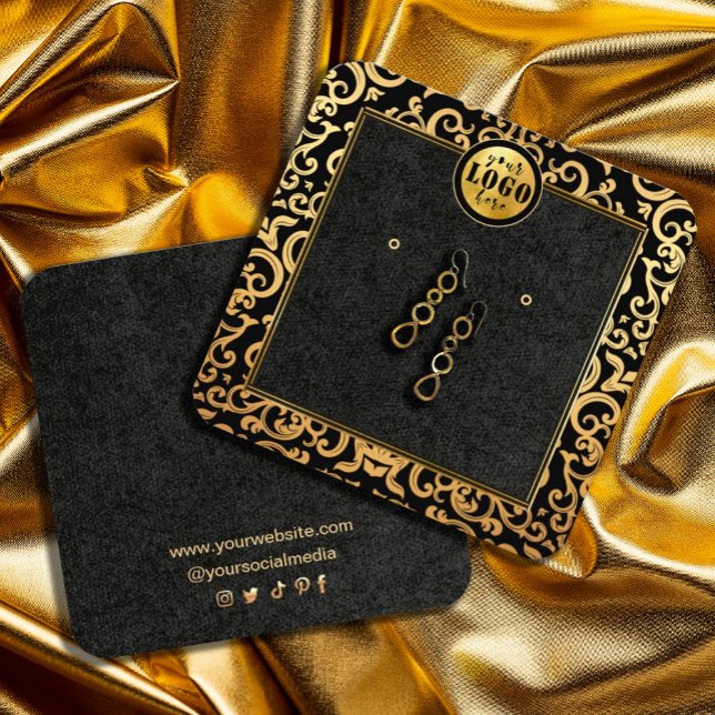 Add Logo Gold Luxury Frame Earring Display Card (Creator Uploaded)