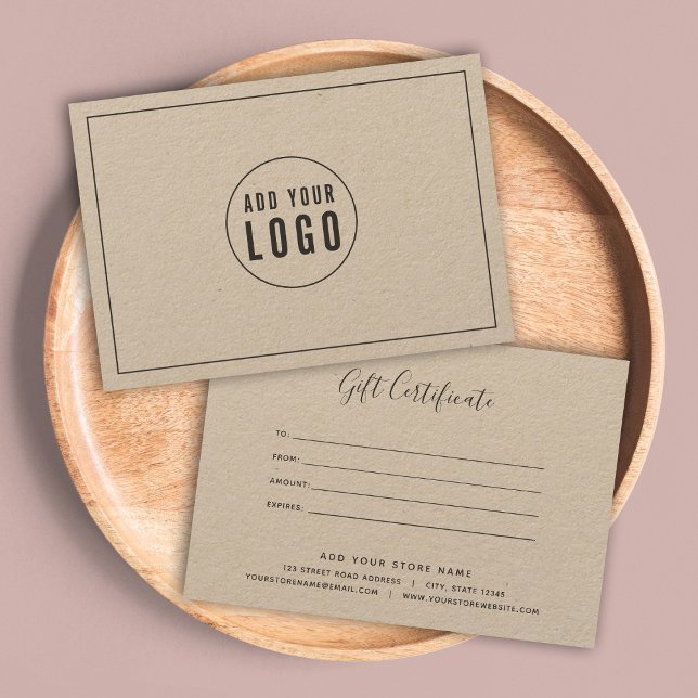 Add Logo Grey Border Calligraphy Gift Certificate (Creator Uploaded)