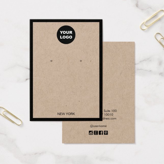 Add Logo Kraft Earring Border Display Card (Office)