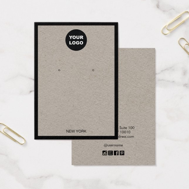 Add Logo Kraft Earring Border Display Card (Office)