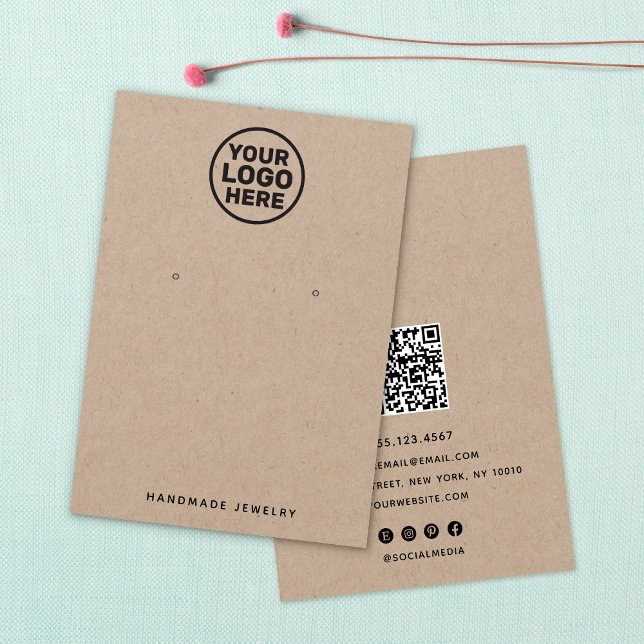 Add Logo Kraft Earring Display Holder QR Code (Creator Uploaded)