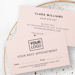 Add logo light blush pink modern appointment cards