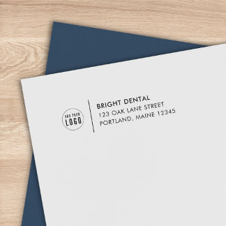 Add Logo Modern Line Business Name Return Address Self-inking Stamp