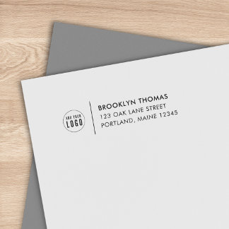 Add Logo Modern Line Name Return Address Self-inking Stamp