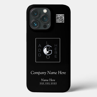 Add logo Modern Minimalist White script QR code iPhone 13 Pro Case