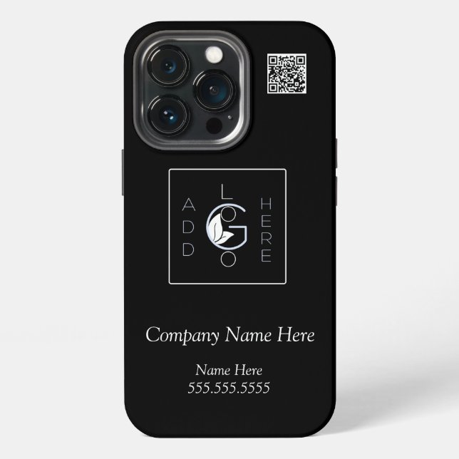 Add logo Modern Minimalist White script QR code iPhone Case (Back)