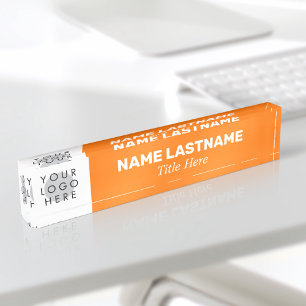 Add Logo Modern Name Title Simple Bright Orange Nameplate
