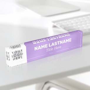 Add Logo Modern Name Title Simple Lilac Business Nameplate