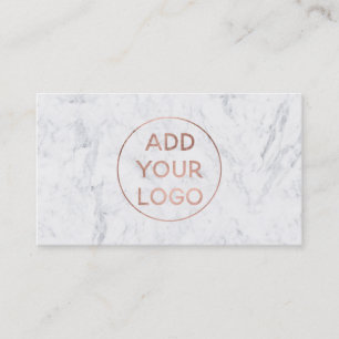 Add logo modern rose gold typography marble business card