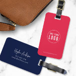 Add Logo Modern Script Business Custom Colours Luggage Tag<br><div class="desc">Add Logo Modern Script Business Custom Colours Luggage Tag that's perfect for you and your employees when travelling for work. Background colour on the front and back is editable, click "Edit" to change the colour Personalise it by replacing the placeholder text and the placeholder image with your own logo. For...</div>