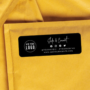 Add Logo Modern Script Shop Connect Custom Colour Return Address Label