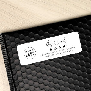 Add Logo Modern Script Shop Connect Social Media Return Address Label