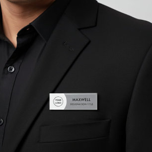 Add Logo Modern Simple Elegant Magnet Title Name Tag