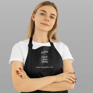 Add Logo - Name - Text Here l Black & White Promo Apron
