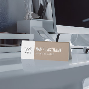 Add Logo Neutral Tan Simple Minimalist Name Title