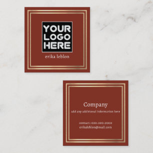 Add Logo on front side terracotta square Business Card