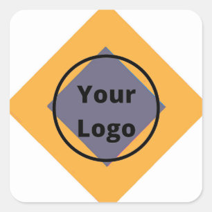 Add logo orange grey pattern square sticker