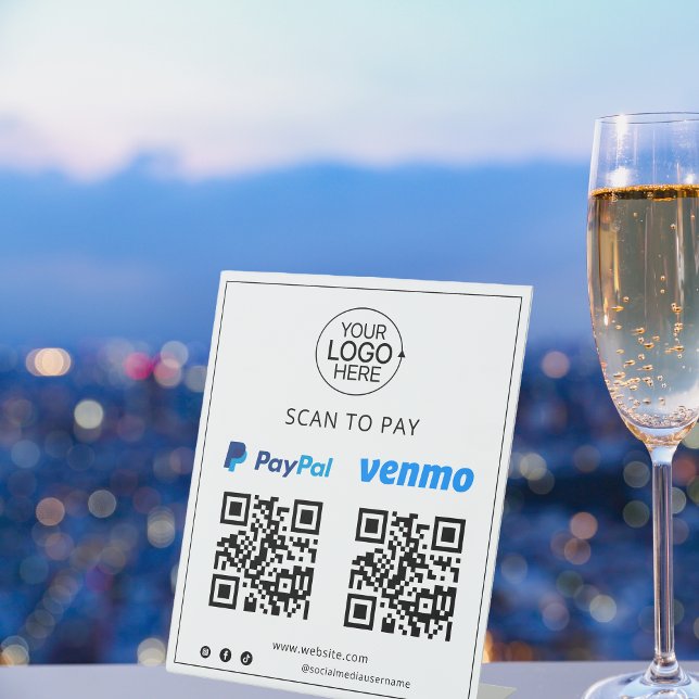 Add Logo PayPal Venmo Contactless Mobile Payment  Pedestal Sign (PayPal Venmo Cash App Contactless Mobile Payment Pedestal Sign)