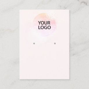 Add Logo Pink Watercolor  Earring Display Holder Business Card